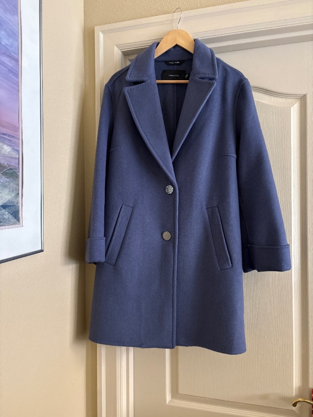 Tahari Periwinkle Wool Blend Coat size Medium Purchased Nordstrom